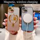 for iPhone 13 Case, Glitter Clear Cute Paw Love Heart, Compatible with MagSafe, Strong Magnetic Full Camera Lens Protection Cover, Soft Slim Bling Phone Case 6.1" - Gold