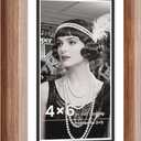 4x6 Premium Natural Walnut Wood Picture Frame, Handcrafted with Solid Wood Back & HD Tempered Glass, Rich Wood Grain, Matted for 3x5 Photos, Wall Mount or Tabletop Display (46)