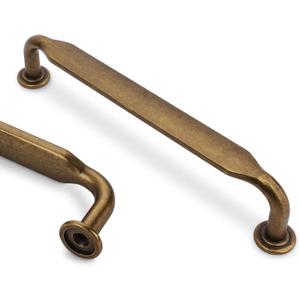 10 Pack 5 Inch Cabinet Pulls Antique Brass Kitchen Cabinet Handles Zinc Alloy Drawer Pulls Solid Cabinet Hardware (5'' Hole Center(128mm))