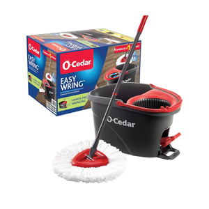O-Cedar EasyWring Microfiber Spin Mop, Bucket Floor Cleaning System, Red, Gray, Standard