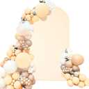 Spandex Fitted Wedding Arch Cover 7.2FT Beige Arch Backdrop Cover, Round Top Chiara Backdrop Stand Covers for Wedding Birthday Party Baby Shower Banquet Arch Decoration (Beige, 7.2FT)