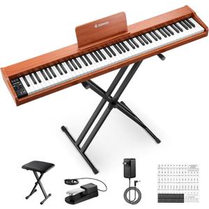 Donner Piano Keyboard 88 Keys, Beginner Digital Piano with 88 Key Velocity-Sensitive Keyboard with X-Style Piano Bench