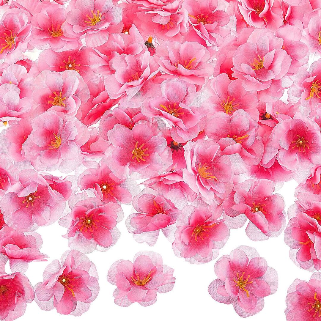 WILLBOND 300 Pieces Cherry Blossom Heads Artificial Fake Silk Cloth Petals Mini Cherry Flowers Petals for Dress DIY Accessories Home Wedding Party Decoration (Classic)