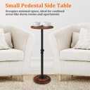 Drink Table, Small Round Side Table - 360° Swivel Height Adjustable for Small Spaces, Pedestal Martini Table for Sofa Couch, Living Room, Bedroom, Vintage