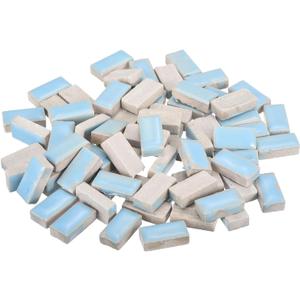 MECCANIXITY 250g Ceramic Mosaic Tiles for Crafts Bulk, Rectangle Light Blue Ceramic Tile for Mosaic Kits Garden Stepping Stone Cup Mat