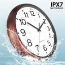 Caysie 16 Inch Sealed Large Outdoor Clock Waterproof, Silent Battery Operated Weatherproof Wall Clocks for Pool Patio Outside Home (Bronze)