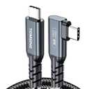 Long Right Angle USB c to USB c 240W Fast Charging Cable, [16.4FT/5m],usb3.2 20Gbps high-Speed, 8K HD Video,Nylon Braided,Type C Cord Male to Male for laptops, Smartphone, Monitor.(Black)