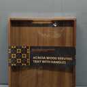 Acacia Wood Serving Tray with Handles (17 Inches)  Decorative Serving Trays Platter for Breakfast in Bed, Lunch, Dinner, Appetizers, Patio, Ottoman, Coffee Table, BBQ, Party Great for Lap &Couch