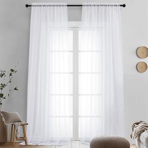 OVZME Sheer White Curtains 108" Inch Length 2 Panels Set, Light Filtering Soft Rod Pocket Voile White Drapes for Living Room/Bedroom, Each 42" W x 108" L