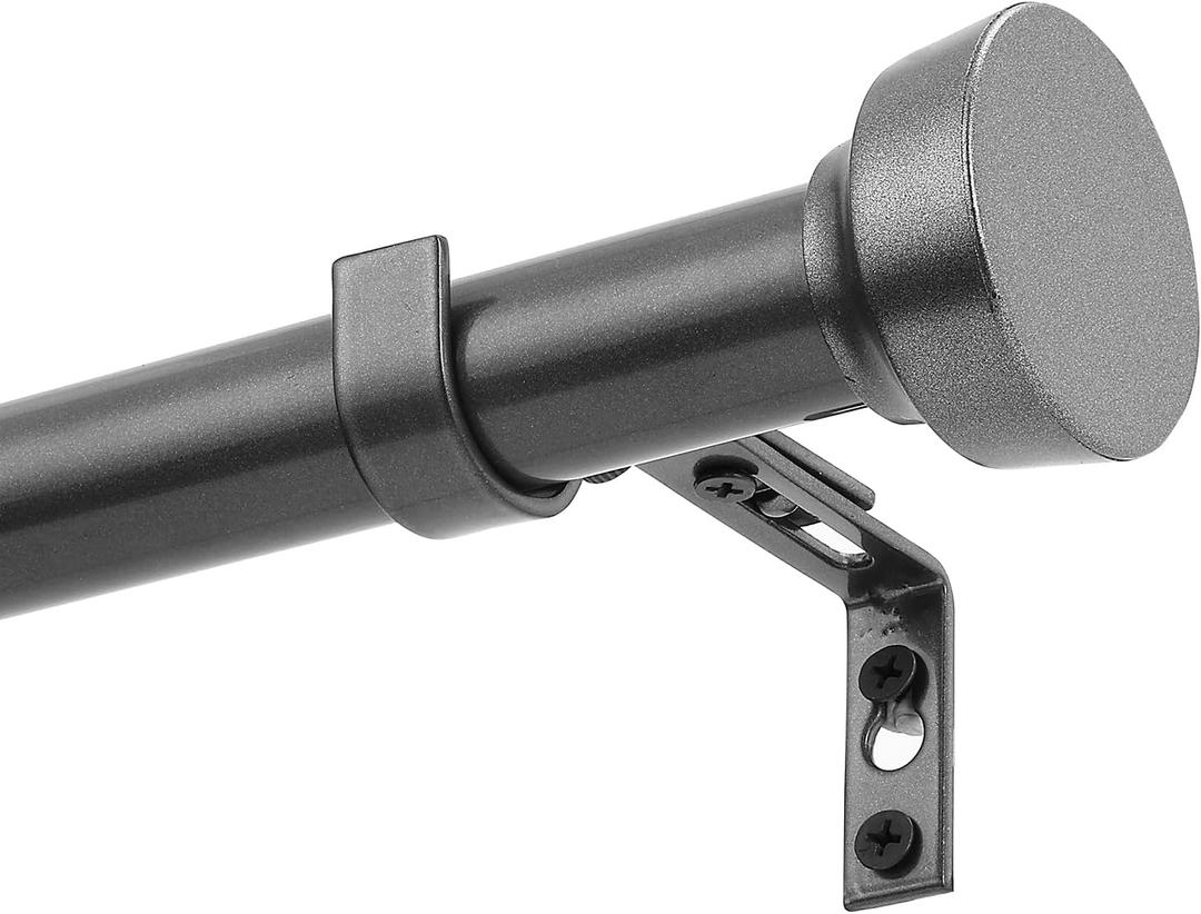 Rustic Curtain Rod, Industrial Curtain Rods for Windows 48 to 86 Inches, Blackout Wrap Around Curtain Rod, for Indoor and Outdoor, Simple Modern Design, 30 to 86 Inches, Grey