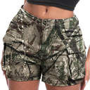 ELLEVEN Women's High-Stretch Cargo Shorts, Y2K Mini, High Waisted, Slim-Fitted Jean Shorts with Pockets L