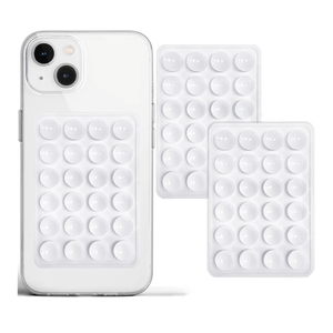 PKYAA Anteel 2 Pack Silicone Suction Phone Case Adhesive Mount, Strong Grip Holder for Selfies and Videos, Hands-Free Sticky Phone Grip for iPhone and Android, 2.17" x 3.15" (White)