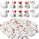 100 Pcs Autism Awareness Mini Resin Ducks White Tiny Ducks Puzzle Miniature Small Resin Figurines Landscape Garden Accessories for Autism Awareness People Party Decorations(Irregular)