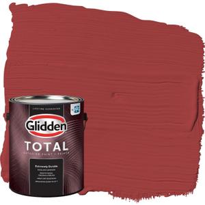 Glidden Total 1 gal. Blaze/Red Flat Exterior Paint with Primer