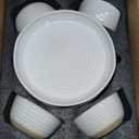 LE TAUCI Dinnerware Sets 12 PCS, Ceramic Plates and Bowls Set, For Housewarming (28 oz Cereal Bowl+ 8" Salad Dish+10" Dinner Plate) x 4, Oven safe, Arctic White