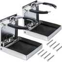 2PCS Boat Cup Holder,Stainless Steel Adjustable Holder for Cup Bottle Beverage,Folding Drink Holders for Marine Boat,Pontoon Boat,Truck,RV,Yacht (2pack)