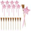 Geyoga 20 Pcs Witch Party Favors Broom Pencils and Star Ballpoint Pens for Wizard Theme Party Decorations Goodie Bags Stuffers Carnival Prizes Birthday Gifts Treats