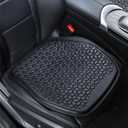 Thin Gel Seat Cushion for Car Seat, Office Chair, Wheelchair, Golf Cart - Non-Slip Car Seat Cushions with 0.7 Inch Gel - Sciatica & Coccyx Pain Relief (Leather, Black)