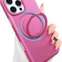 ankofave Magnetic for iPhone 16 Pro Max Phone Case with 360° Spin Stand, Matte Luxury Metallic Luster, 3.0 mm Thick Protection Hard PC Scratch-Resistant Case for iPhone 16 Pro Max 6.9", Rose Red