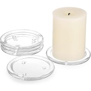 OwnMy 5PCS Clear Glass Candle Plates 3 Inch Pillar Candle Holders, Glass Coasters Small Round Candle Base & Plates and Trays for Dining Wedding Table Centerpieces