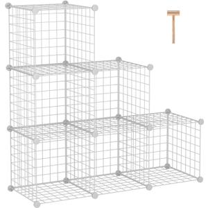 C&AHOME Wire Cube Storage, 6 - Cube Organizer Metal C Grids, Modular Shelves Units, Storage Bins Shelving, Closet Organizer, Ideal for Home, Office, Living Room, 36.6L x 12.4W x 36.6H White