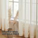 Deconovo Faux Linen Semi Sheer Curtains, 52x72 Inch, Set of 2 Back Tab Panels, Light Filtering Voile Window Treatment, Airy Privacy Drapes, Washable & Sustainable for Living Room Bedroom, Light Beige
