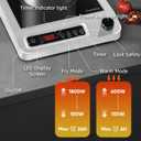 Induction Cooktop, 1800W Commercial Electric Burner with Stainless Steel Shell, Induction Burner with 18 Power Settings, 24-Hour Timer, LED Display