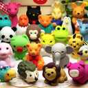 URSKYTOUS 35Pcs Animal Erasers Desk Pets for Kids Animal Pencil Erasers Bulk Puzzle Eraser Toys Gifts for Classroom Prizes,Game Reward,Treasure Box,Easter Egg Fillers,Goodie Bag Stuffers,Party Favors