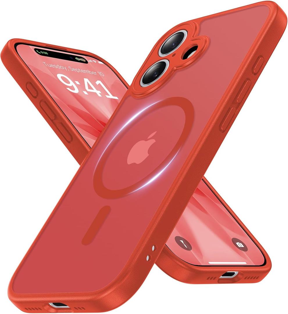 Magnetic for iPhone 17 Case [Full Camera Protection][Military-Grade Protection][Compatible with MagSafe] Shockproof Protective Slim Phone Case for iPhone 17, Red