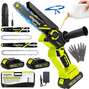 Mini Chainsaw Cordless, 8 Inch & 6 Inch Electric Chainsaw with 2 Batteries, 1000W Brushless Handheld Power Chain Saw, Small Tree Saw for Trimming Wood Cutting, Lightweight Garden Tools Gift