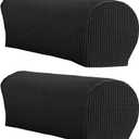 LINGXIYA Soft Stretch Plush Armrest Cover, Spandex Armrest Covers for Chairs/Sofas, Couch Arm Cover, Furniture Protector Armchair Slipcovers for Recliner, Set of 2 (Black)
