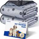 Fostanfly Washable Pee Pads for Dogs, 2 Pack Large 36"x41" Ultra-Absorbent and Leak-Proof Non-Slip Reusable Potty Training Pads for Dogs, Cats, Puppy, Potty Training of Add 8 Lanyards (Gray)