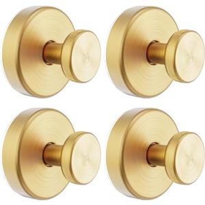 Suction Cup Hooks for Glass Window, Mirror, Wreaths - Shower Hooks for Inside Shower, No Drill Towel Hooks for Bathrooms, Bath Robe Coat Looafh Hook for Hanging - Gold (4 Pack)