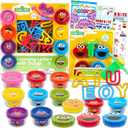 Sesame Street Dough Play Set - 39 Pc Bundle of Moldable Dough Tubs, Tools, Write-and-Wipe Book, More | Alphabet Activities for Kids