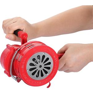 Sumnacon Hand Crank Siren Manual Operated Air Raid Siren with Foldable Handle for Sporting Events, Emergency Sturdy Waterproof Aluminum Alloy Tornado Sirens Portable Loud Volume Emergency Sirens, Red