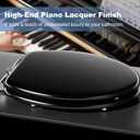 Elongated Slow Close Toilet Seat, Black Wood Toilet Seat Support 400 lbs, Heavy Duty Oval Wood Toilet Lid with Soft Close Chrome Hinges, Grip-Tight Bumpers - Easy to Clean, Quick Assembly