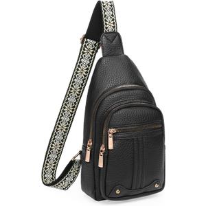 GAEKEAO Sling Bag for Women Crossbody Bags Fanny Pack Vegan Leather Chest Bag Travel Shoulder Belt Purse Backpack Gifts (9931-black)