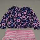 UMELOK Toddler and Little Girls Rash Guard Sets with Bikini Bottoms Swimwear (2T, Navy/Pink, Carnation)