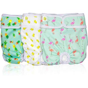 Pet Magasin Reusable Washable Female Dog Diapers (Pack of 3), Highly Absorbent with Strong & Flexible Closure (Trending, Large (17-24 Waist))
