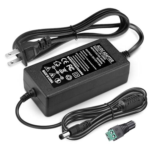 DC 12V 5A Power Supply Adapter Converter Transformer 60W AC 100-240V Input 50/60hz with 12 Volt 5 Amp 5.5x2.5mm DC Output Jack for 5050 3528 LED Strip Module Light, DVR NVR CCTV Security Cameras