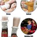 Kids Slipper Socks - Girls and Boys Christmas No Slip Socks - Warm Thick Lining Cozy Indoor Gifts (Gray, L)