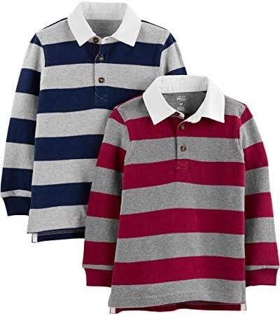 Simple Joys by Carter's Boys' 2-Pack Long-Sleeve Rugby Striped Shirts, 3T