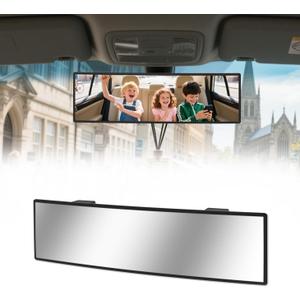 Rear View Mirror, Chrome Anti-glare Panoramic Rear Mirrors Universal 10 Inch Convex Car Interior Clip on Extra Big Wide Angle Rearview Mirror Extender to Reduce Blind Spot for Car SUV