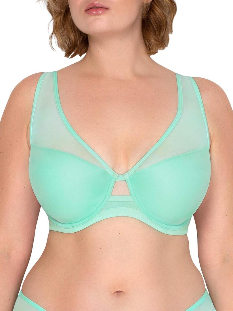 Smart & Sexy Women's Mesh Plunge Bra, (34D, Mint Chip (Mesh))