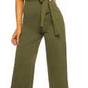 Happy Sailed Womens Loose Short Sleeve Belted Wide Leg Pant Romper Jumpsuit Business Casual One Piece Outfits (X-Large)