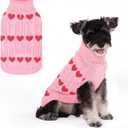 KOOLTAIL Valentine's Day Dog Sweater Turtleneck, Cold Weather Pullover Classic Knitwear, Heart Pattern Thick Warm Winter Pet Clothes, Cable Knit Sweater for Small Medium Large Dogs Girl Boy, Pink M
