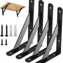 Shelf Brackets 4 Pcs Heavy Duty Triangle Shelf Brackets 6 in X 4 in Metal Shelf Support Angle Brackets Black Wall Shelf Brackets with Screws for Shelves Support DIY