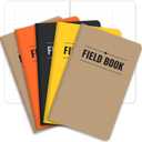 Elan Publishing Company Field Notebook/Pocket Journal - 3.5"x5.5" - Combination of Kraft, Black, Orange, Yellow - Dot Graph Memo Book - Pack of 5