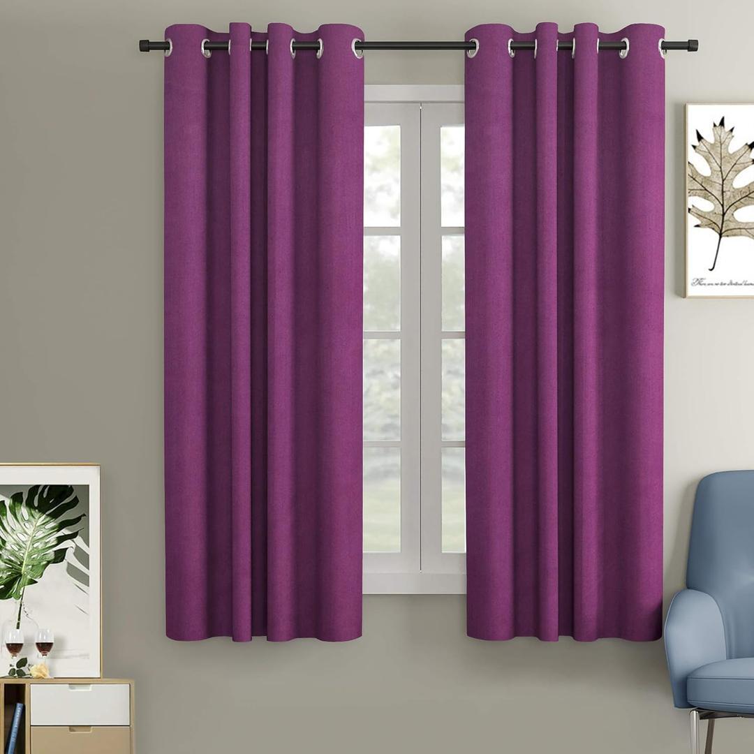 Size 72x72 Feet Burgandy Color Very Elegant Back Panel Blackout Curtain with Eyelet Rings Pack of 2 Piece Ideal for Living Room/Hotel/Home/Office