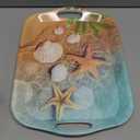Serving Tray Decorative Tray with Handles Multi-Purpose Rectangular Serving Trays for Restaurant, Parties, Coffee Table, Kitchen - Starfish Beach (14.2" x 10" x 0.7")